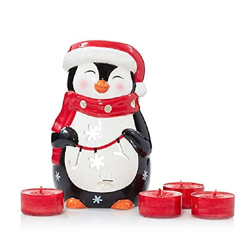 Yankee Candle 5-Piece Penguin Luminary Tea Light Candle Holder and Sparkling Cinnamon Candles Set