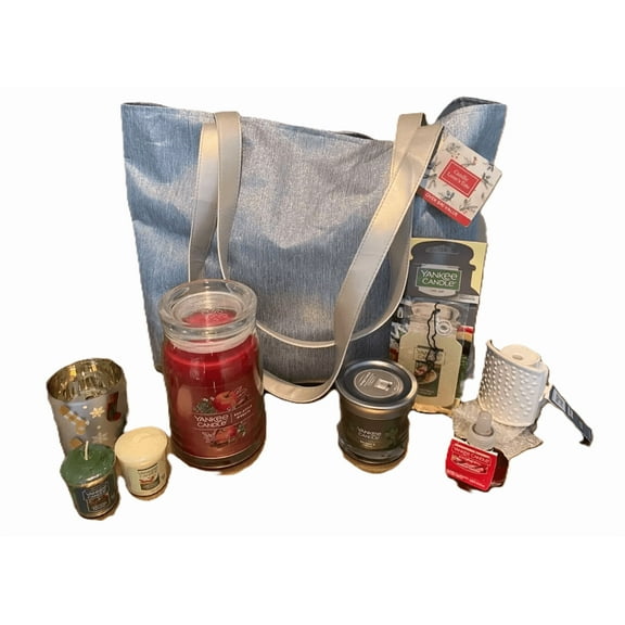 Yankee Candle 9 pc Holiday Blue Candle Lover's Tote Gift Set with Assorted Holiday Fragrances - Candles & Accessories