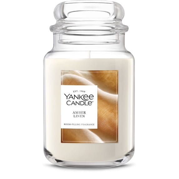 Yankee Candle Amber Linen Original Large Jar Scented Candles, 22 oz