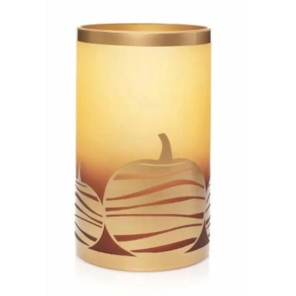 Yankee Candle AMBER PUMPKINS Large Frosted Glass with Copper Accents Jar Candle Holder - For Large & Medium Jar Candles