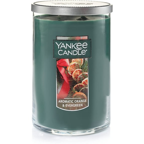 Yankee Candle Aromatic Orange & Evergreen Scented, Classic 22oz Large Tumbler 2-Wick Candle, Over 75 Hours of Burn Time Aromatic Orange & Evergreen Classic Large 2-Wick Tumbler