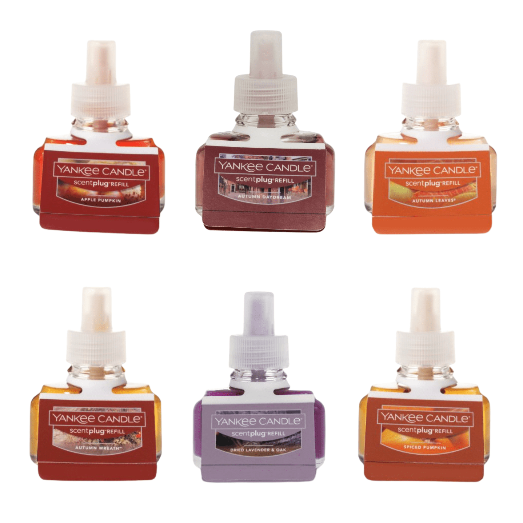 Yankee Candle Autumn Delight Electric ScentPlug Refills, Apple Pumpkin, Autumn Daydream, Autumn Leaves, Autumn Wreath, Dried Lavender & Oak, Spiced Pumpkin, 6 CT (Variety Pack)