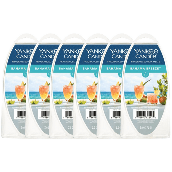 Yankee Candle Bahama Breeze Fragranced Wax Melts, 6 Wax Spheres per Package, Pack of 6 (36 Cubes Total)