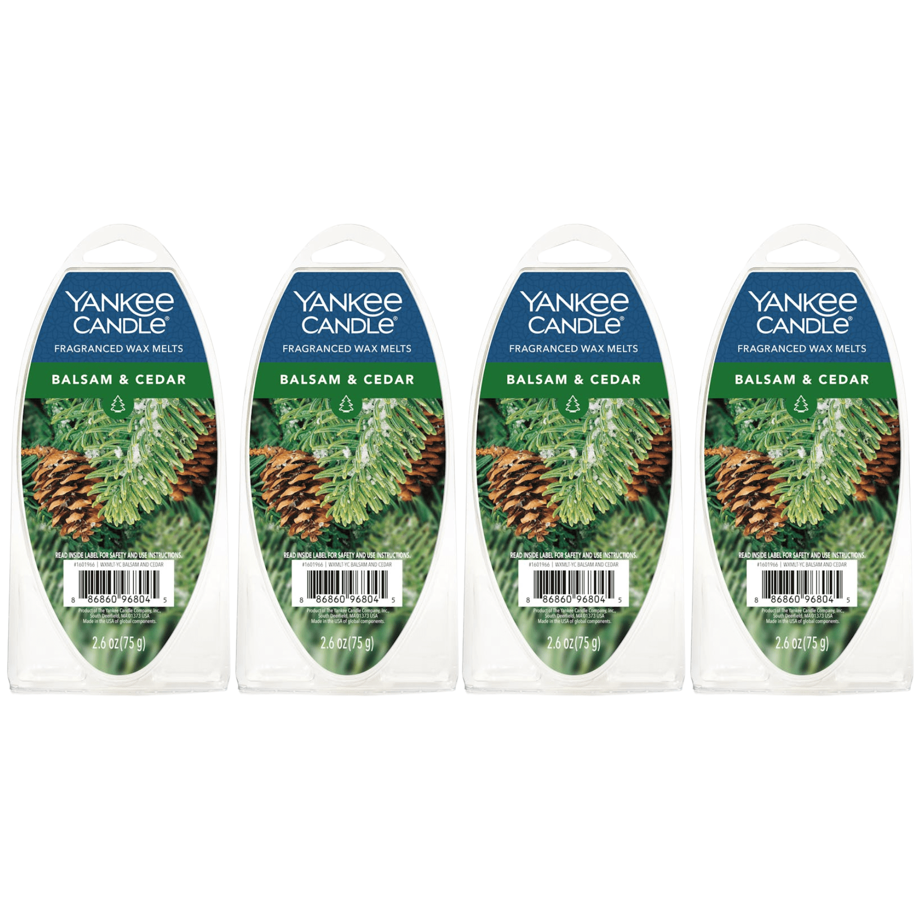 Yankee Candle Balsam & Cedar Fragranced Wax Melts, 6 Wax Spheres per Package, Pack of 4 (24 Cubes Total)