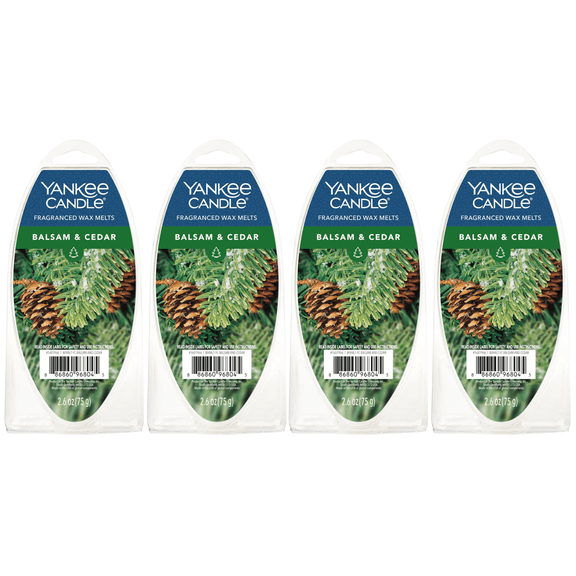 Yankee Candle Balsam & Cedar Fragranced Wax Melts, 6 Wax Spheres per Package, Pack of 4 (24 Cubes Total)