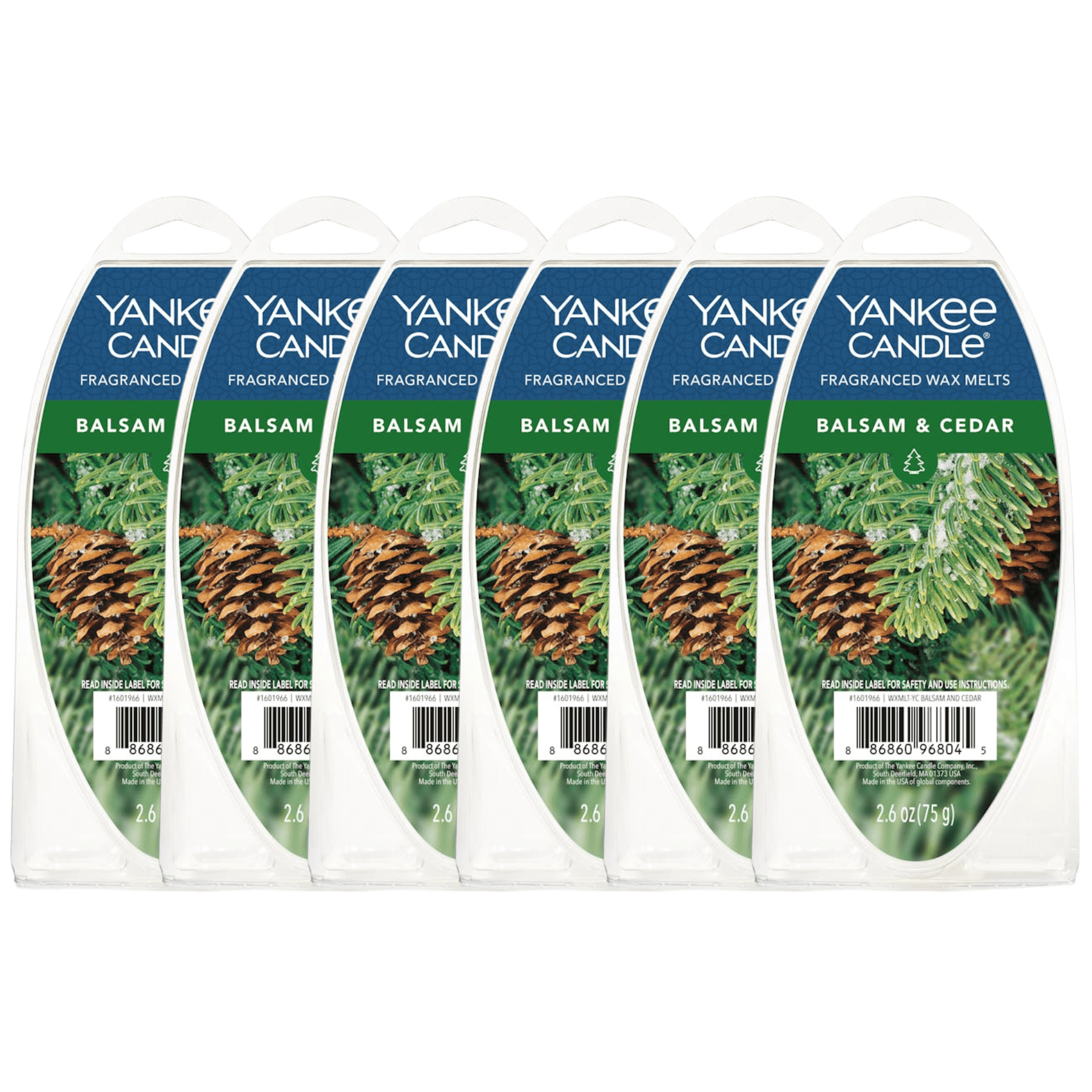 Yankee Candle Balsam & Cedar Fragranced Wax Melts, 6 Wax Spheres per Package, Pack of 6 (36 Cubes Total)
