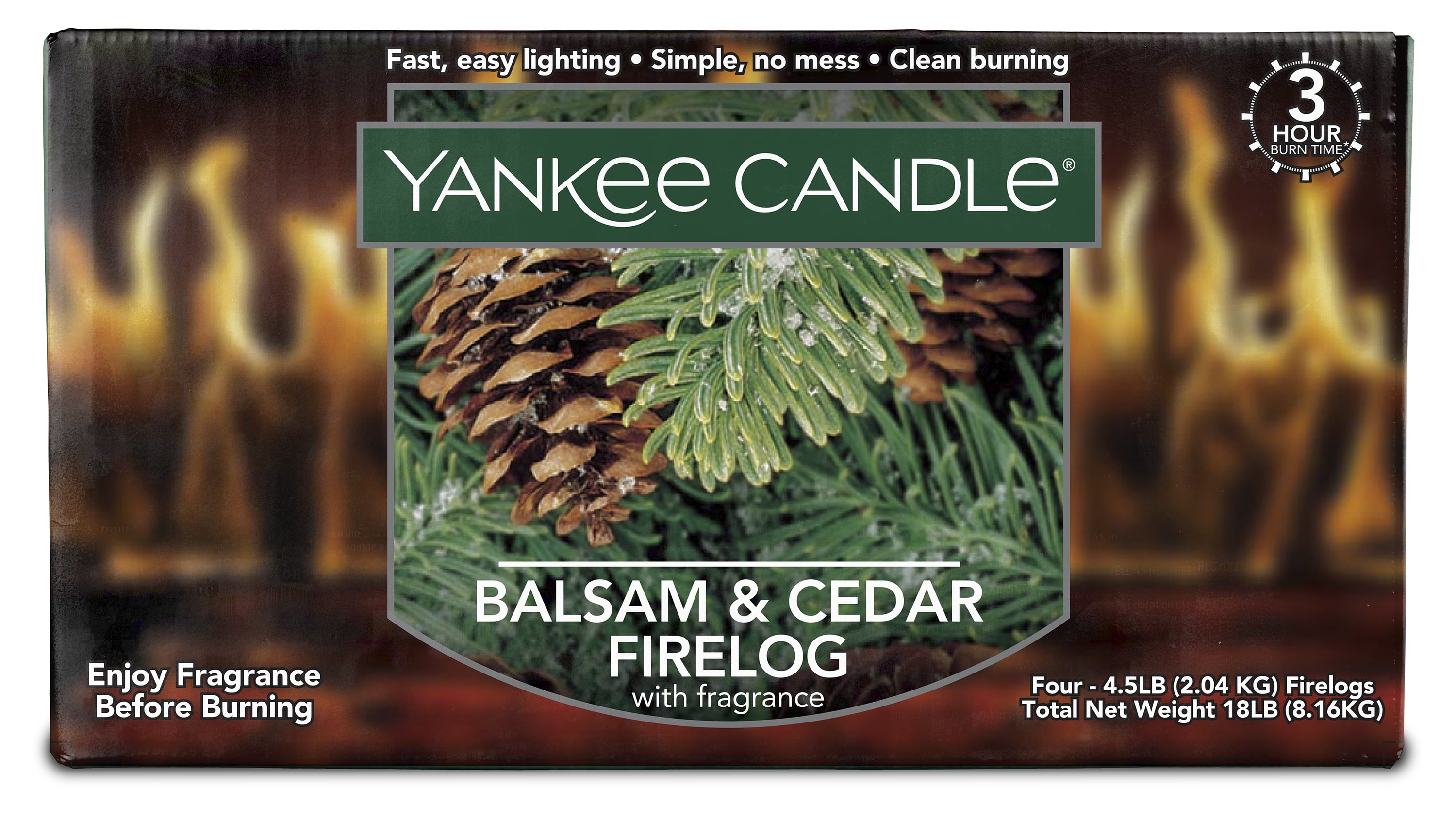 Yankee Candle Balsam u0026 Cedar Scented Firelog (Set of 4) - Walmart.com