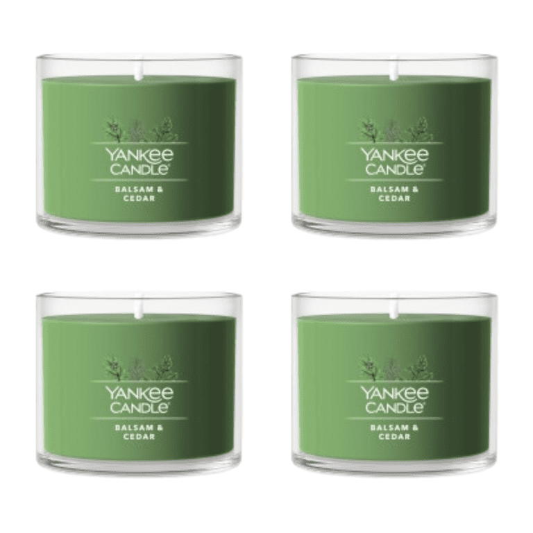 Yankee Candle Balsam & Cedar Signature Votive Mini Candle Glass Jar, 1.3 oz (Pack of 4)