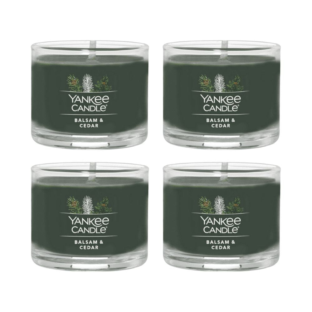 未使用Yankee Candle バルサム＆ヒノキ・ユーカリ 22oz2個セット Yankee Candle Balsam & Cedar Signature Votive Mini Candle Glass