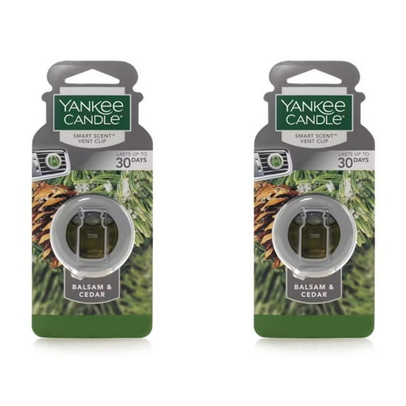 Yankee Candle Balsam & Cedar Smart Scent Car Vent Clip, 2 Pack