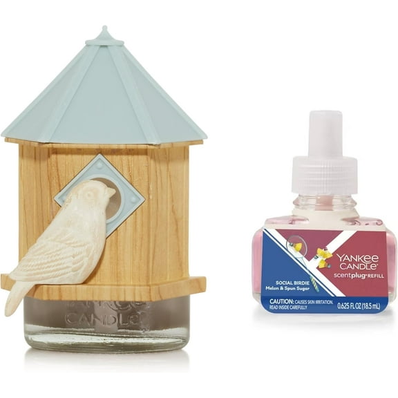 Yankee Candle Bird House with Light Scent-Plug Diffuser with a Social Birdie Home Fragrance Electric Refill