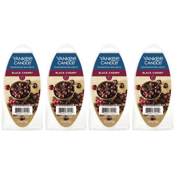 Yankee Candle Black Cherry Fragranced Wax Melts, 6 Wax Spheres per Package, Pack of 4 (24 Cubes Total)