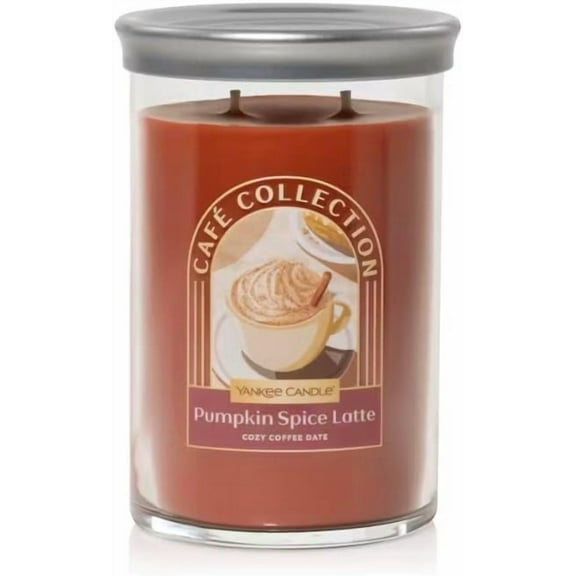 Yankee Candle Cafe Collection - Pumpkin Spice Latte - Cozy Coffee Date - Large Signature 2-Wick Tumbler Candle