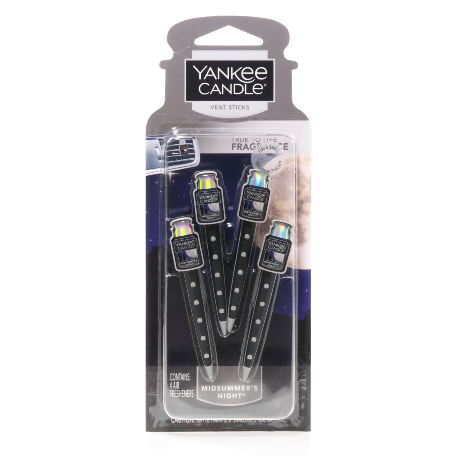 Yankee Candle Car Air Freshener Vent Sticks, Midsummers Night, 4 Count