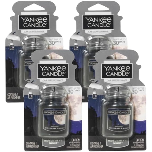 Yankee Candle Car Air Fresheners, Hanging Jar Ultimate, Neutralizes Odors Up To 30 Days, Midsummer's Night, 0.96 OZ (Pack of 4)