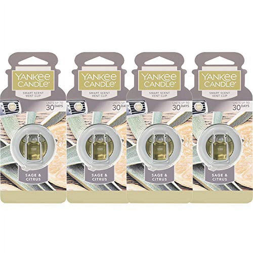 Yankee Candle Sage & Citrus Car Air Freshener SmartScent Vent Clips, 4