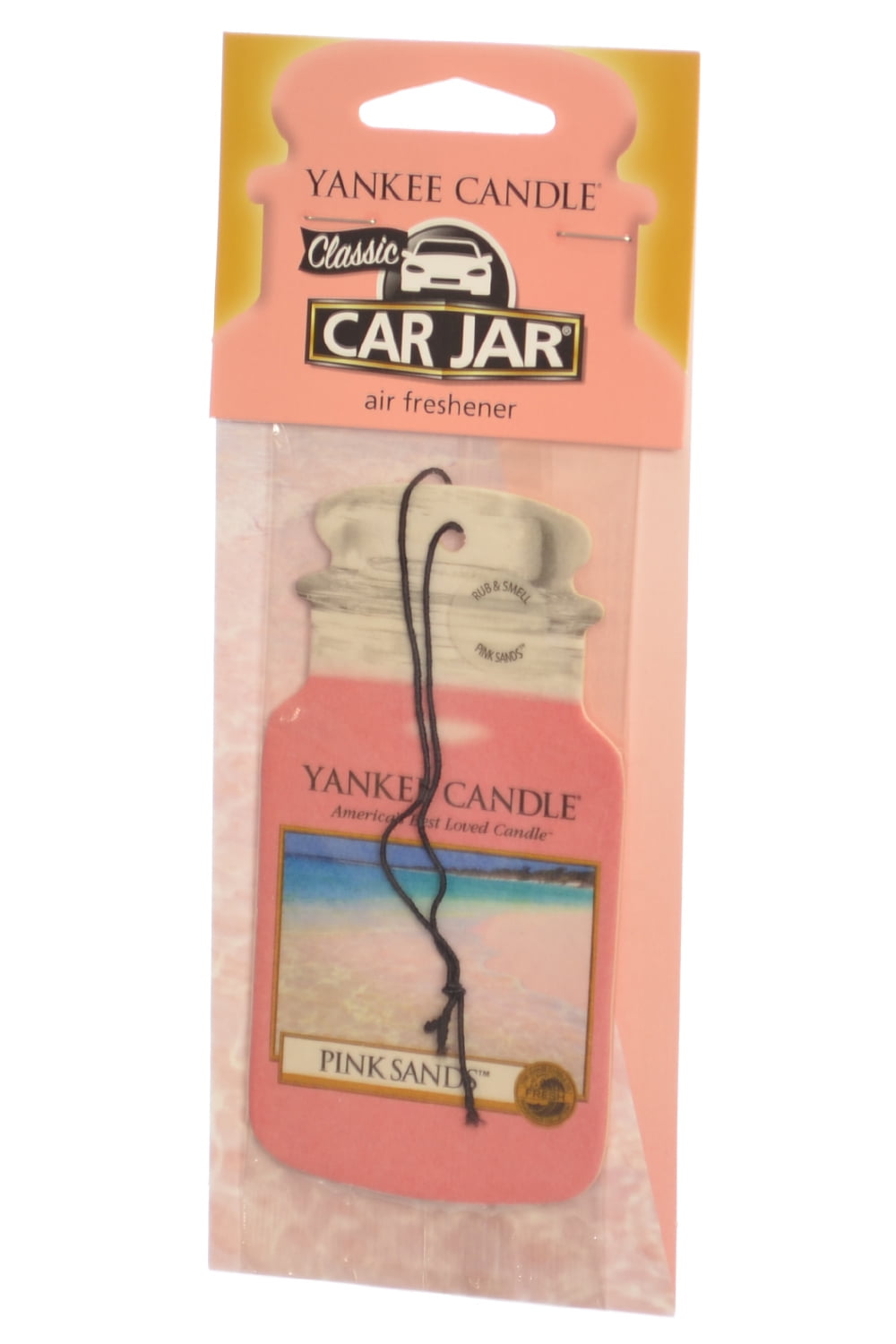 Yankee Candle Car Jar Air Freshener Fragrance-Infused Paperboard, Pink Sands  