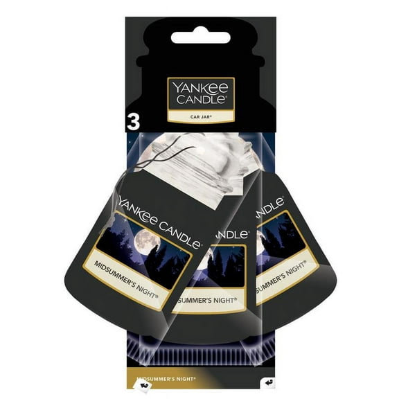Yankee Candle Car Jar Classic Car Air Freshener, Midsummer's Night (3-Pack)