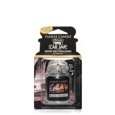 Yankee Candle Car Jar Ultimate Black Coconut Scent, Hanging Car Air Freshener, 1 Count