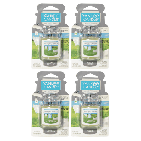 Yankee Candle Car Jar Ultimate, Clean Cotton, 0.96 oz (Pack of 4)