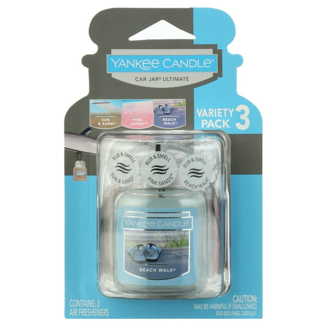 Yankee Candle Car Jar Ultimate Hanging Air Freshener 3Pack (Beach Walk