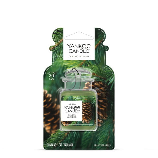 Yankee Candle Car Jar Ultimate Hanging Car Air Fresheners, Balsam & Cedar, 0.96 oz (Pack of 4)