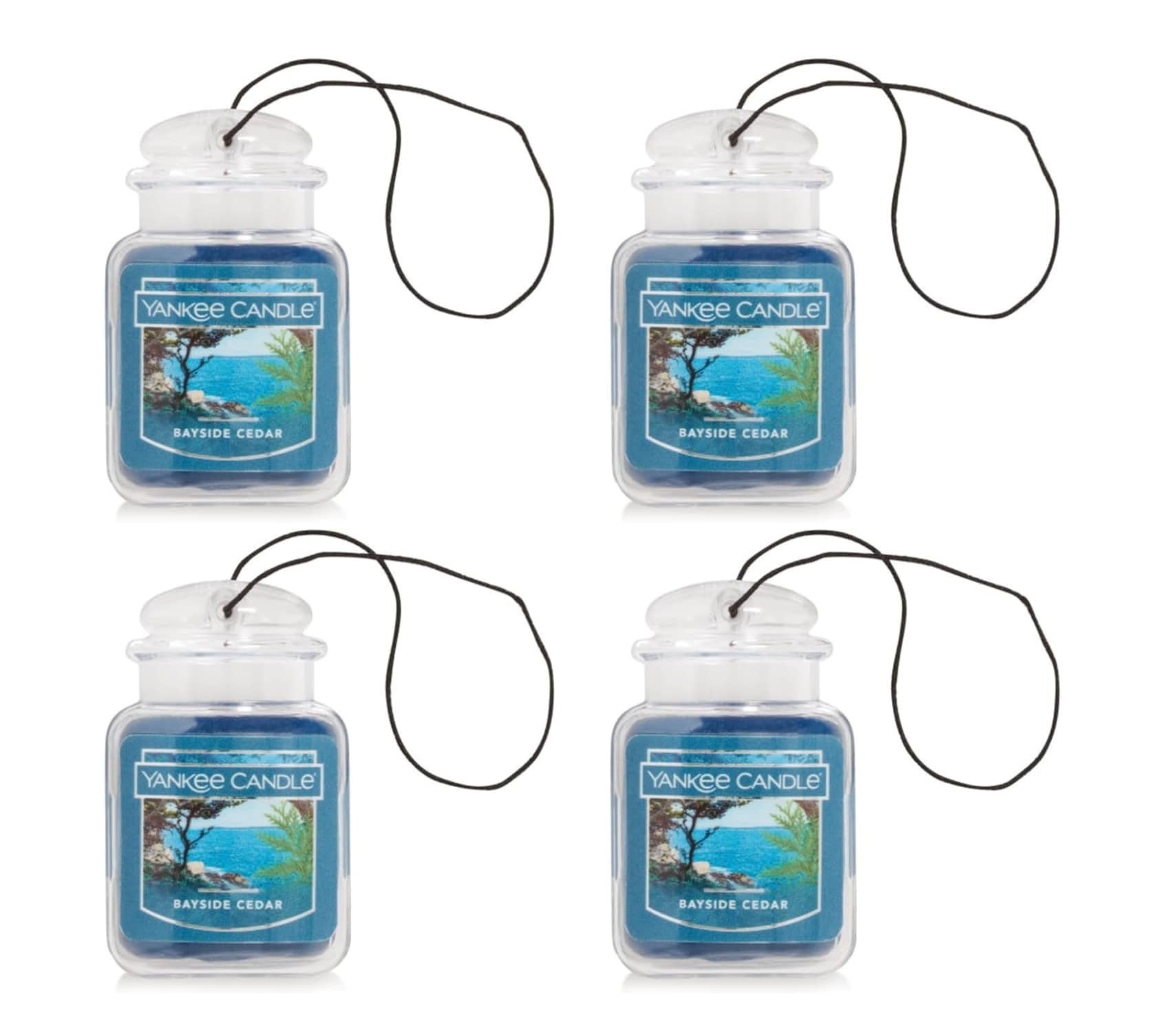 Yankee Candle Car Jar Ultimate Hanging Car Air Fresheners, Bayside Cedar, 0.96 oz (Pack of 4)