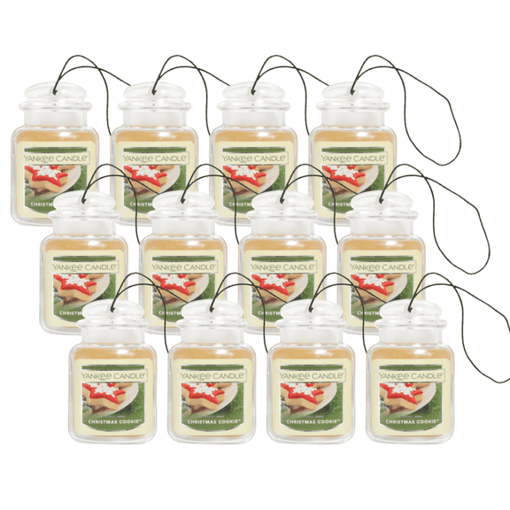 Yankee Candle Car Jar Ultimate Hanging Car Air Fresheners, Christmas Cookie, 0.96 oz (Pack of 12)