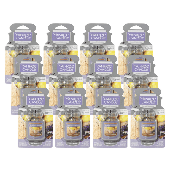Yankee Candle Car Jar Ultimate Hanging Car Air Fresheners, Lemon Lavender, 0.96 oz (Pack of 12)
