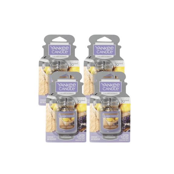 Yankee Candle Car Jar Ultimate Hanging Car Air Fresheners, Lemon Lavender, 0.96 oz (Pack of 4)