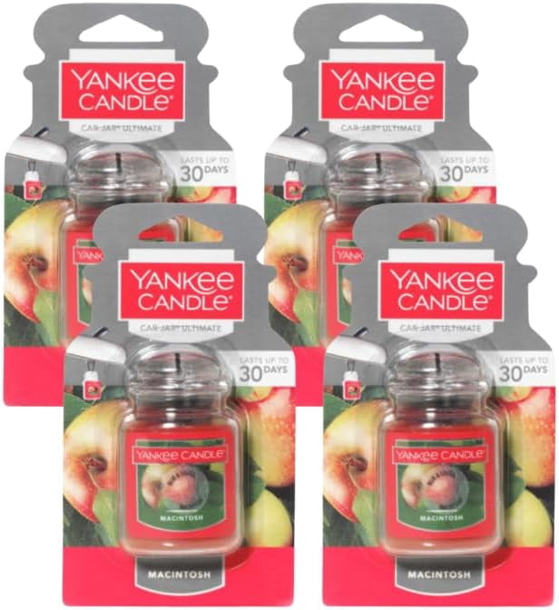 Yankee Candle Car Jar Ultimate Hanging Car Air Fresheners, Macintosh, 0.96 oz (Pack of 4)