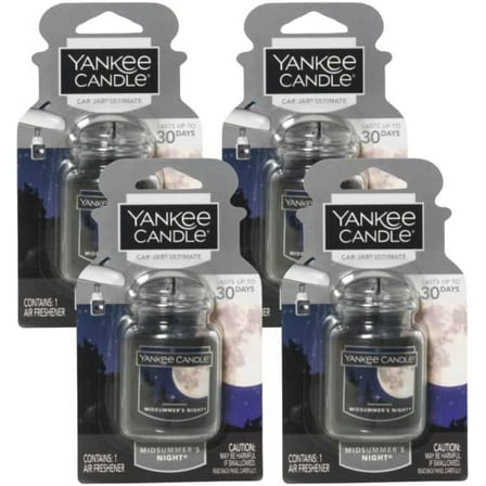 Yankee Candle Car Jar Ultimate Hanging Car Air Fresheners, Midsummer's Night, 0.96 oz (Pack of 4)
