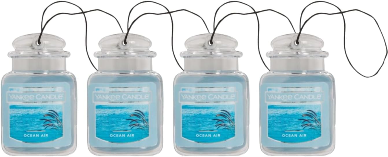 Yankee Candle Car Jar Ultimate Hanging Car Air Fresheners, Ocean Air, 0.96 oz (Pack of 4)