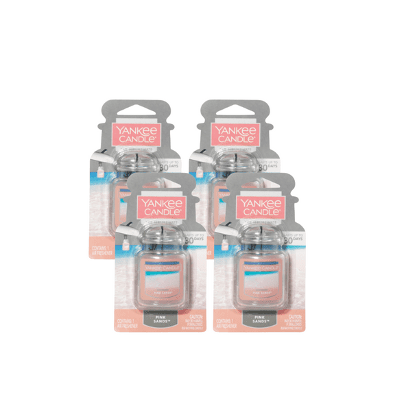 Yankee Candle Car Jar Ultimate Hanging Car Air Fresheners, Pink Sands, 0.96 oz (Pack of 4)