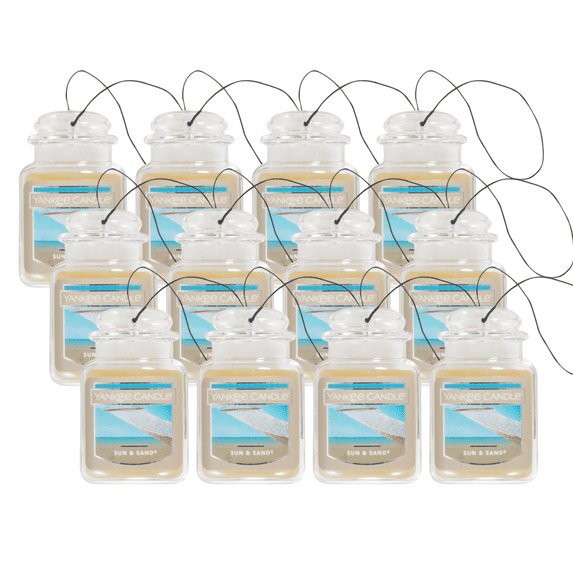 Yankee Candle Car Jar Ultimate Hanging Car Air Fresheners, Sun & Sand, 0.96 oz (Pack of 12)