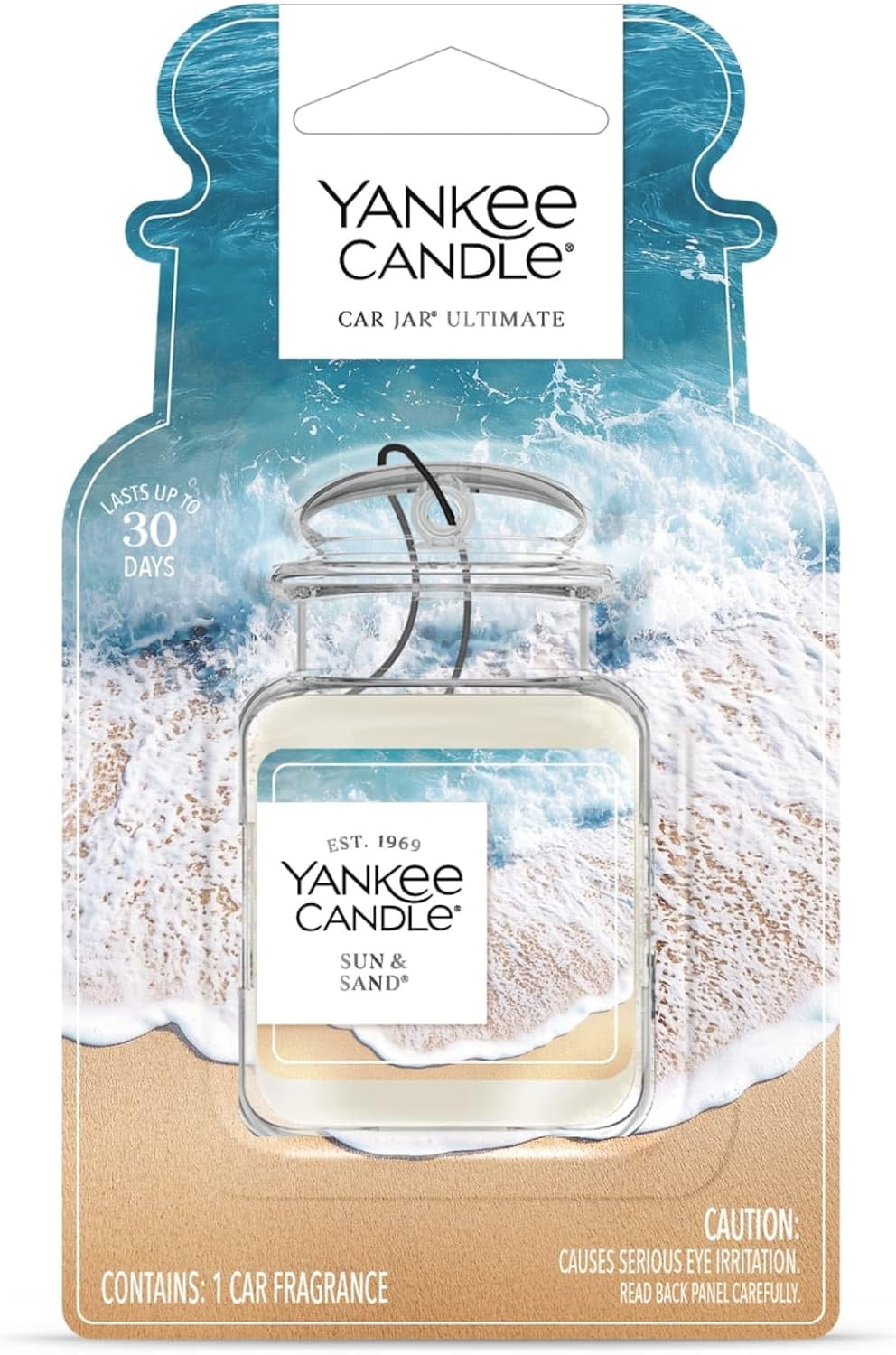 Yankee Candle Car Jar Ultimate Hanging Car Air Fresheners, Sun & Sand, 0.96 oz (Pack of 4)