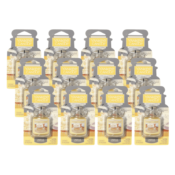 Yankee Candle Car Jar Ultimate Hanging Car Air Fresheners, Vanilla Cupcake, 0.96 oz (Pack of 12)