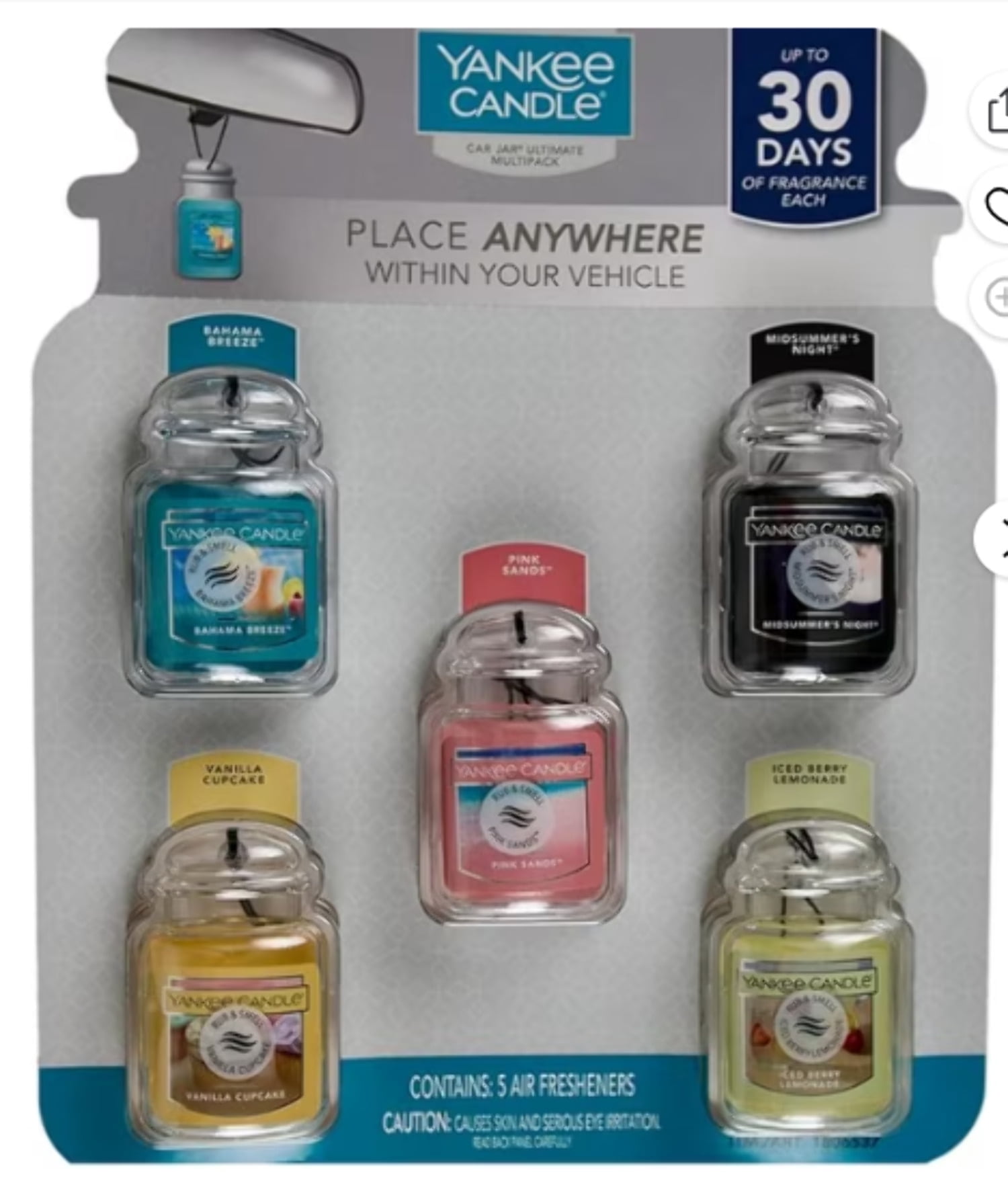Yankee Candle Car Jar Ultimate Multipack, 5 Air Fresheners
