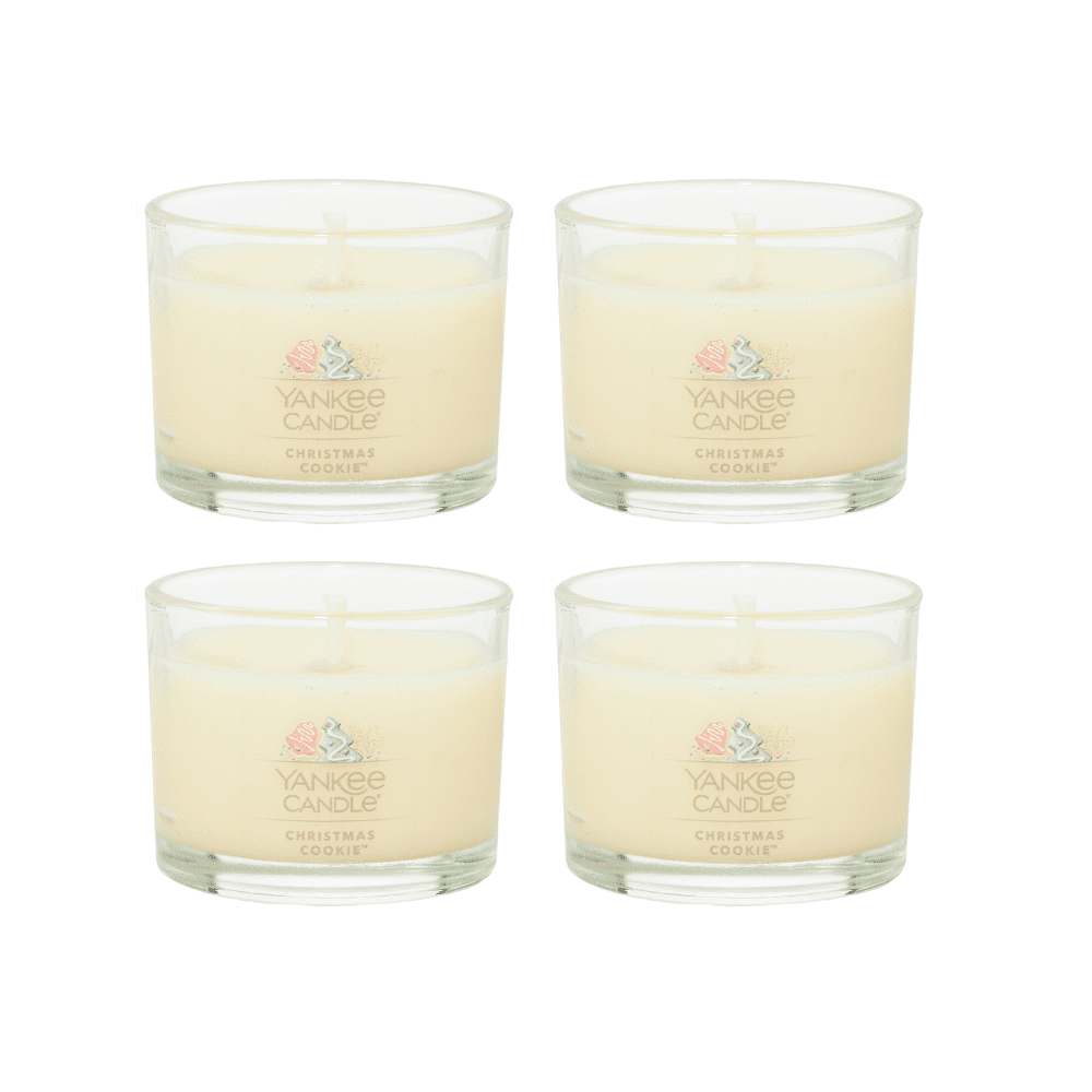 Yankee Candle Christmas Cookie Signature Votive Mini Candle Glass Jar, 1.3 oz (Pack of 4