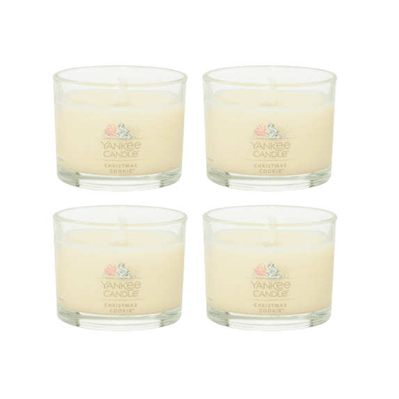 Yankee Candle Christmas Cookie Signature Votive Mini Candle Glass Jar, 1.3 oz (Pack of 4)