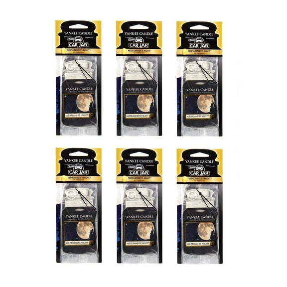 Yankee Candle Classic Car Jar Air Freshener, MidSummer's Night, 6 Pack