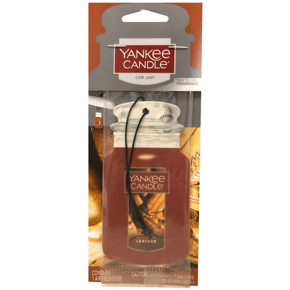 Yankee Candle Classic Paper Car Jar Hanging Air Freshener, Leather Scent