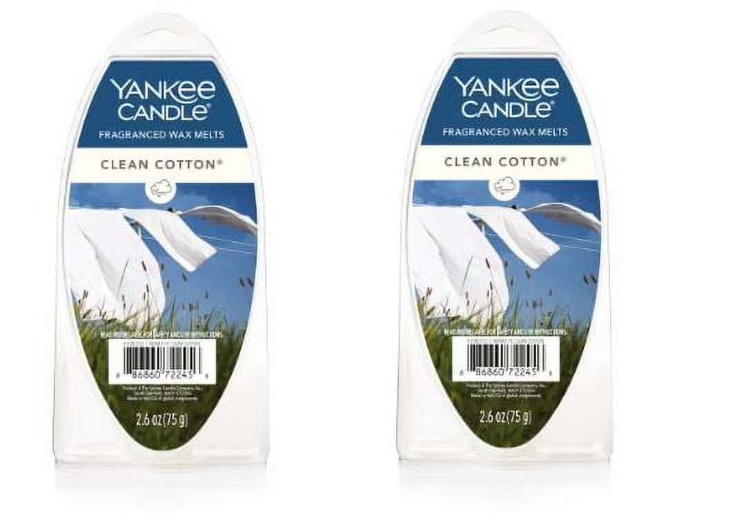 Yankee Candle Clean Cotton Fragranced Wax Melts, 2.6 oz Pack of 2