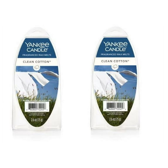 Yankee Candle Clean Cotton Fragranced Wax Melts, 2.6 oz Pack of 2