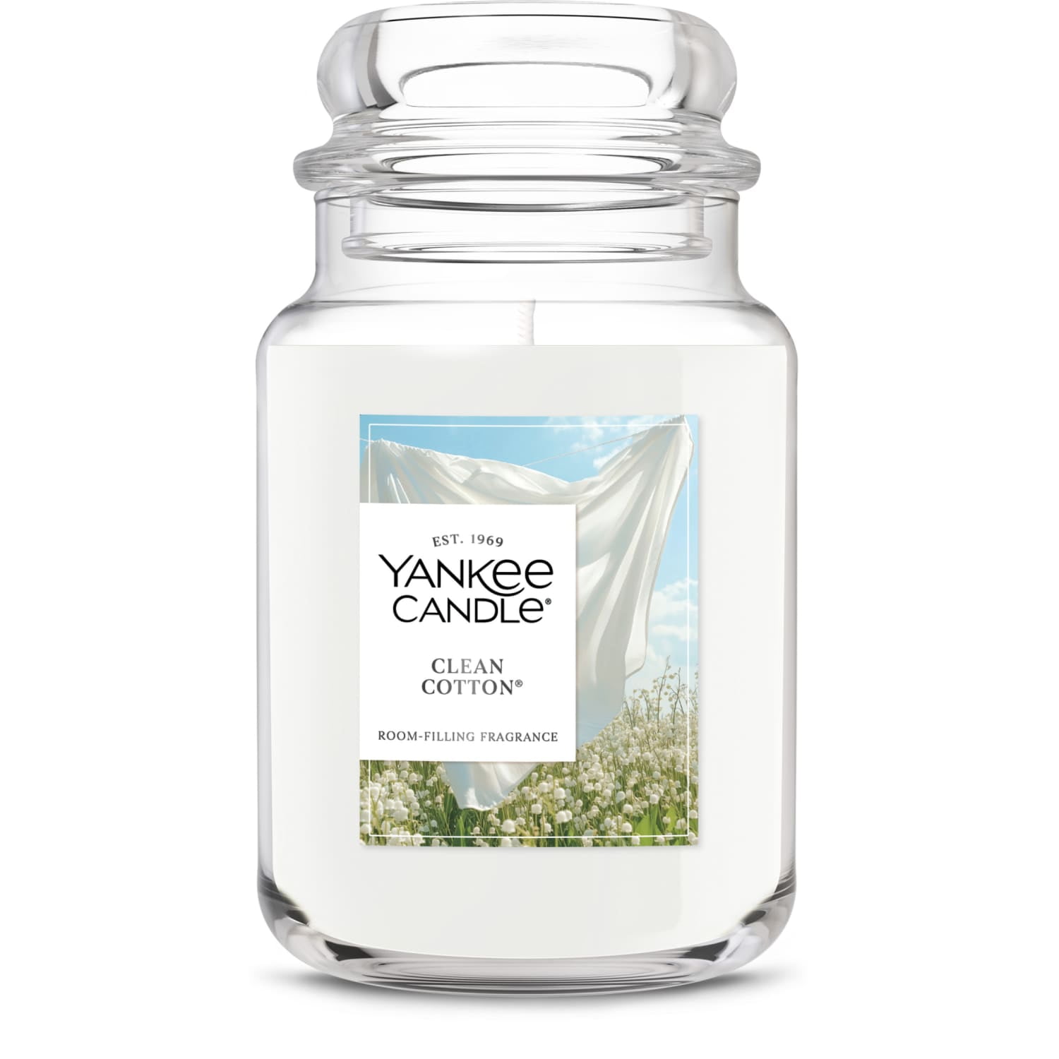 【Kiki】Yankee Candle Clean Cotton Yankee Candle, Clean Cotton Original Large Jar, 22 oz, Scented
