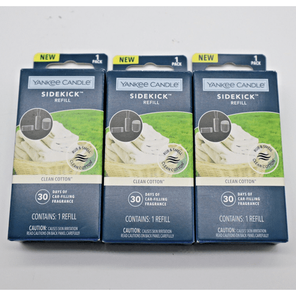 Yankee Candle Clean Cotton Sidekick Refill or Visor Clip 3 Pack