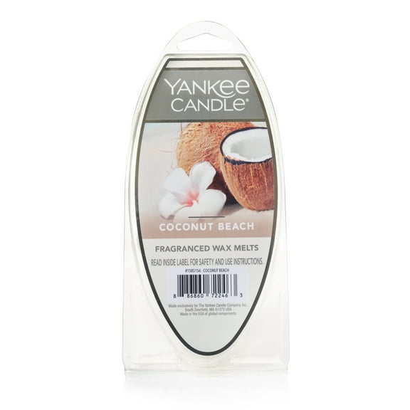 Yankee Candle Coconut Beach Fragranced Wax Melts, 1 Pack of 6, 2.6 oz