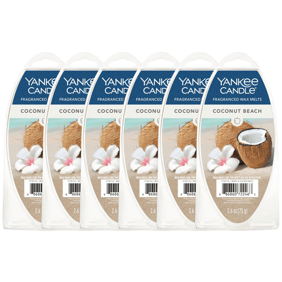 Yankee Candle Coconut Beach Fragranced Wax Melts, 6 Wax Spheres per Package, Pack of 6 (36 Cubes Total)