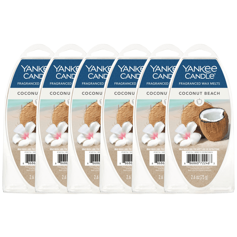 Yankee Candle Fragranced Wax Melts, Coconut Beach Scented Wax Cubes for Warmers, Long Lasting Room Filling Tropical Aroma and Flameless Home