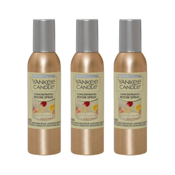 Yankee Candle Concentrated Air Freshener Room Spray, Odor Eliminator for Home, Bathroom, Iced Berry Lemonade, 1.5 Oz (Pack of 3)